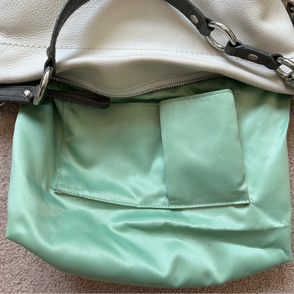 (SOLD) COACH Carly Shoulder Bag Leather Cream Dark Grey - Picture 11 of 12